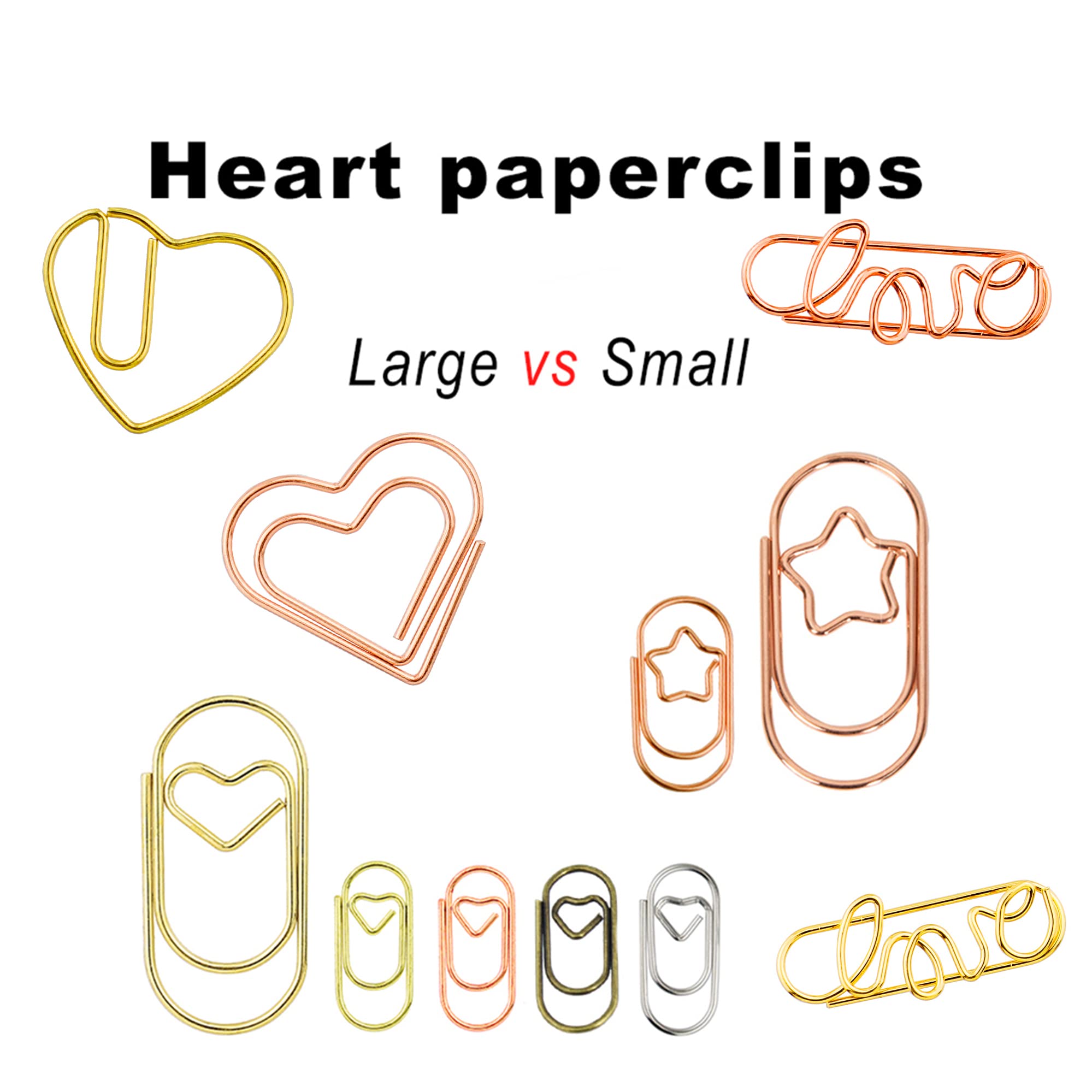 200 Pcs Cute Heart-Shaped Paper Clips - Small Smooth Finish Mini Office Clips for Paper, Non-Skid Stainless Steel Fancy Stationery Supplies (Antique Copper) - Perfect for Scrapbooking, School Projects & Office Organization