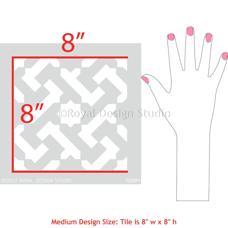 Safi Tile Stencil Medium - Reusable DIY Tile Painting Template for Home Decor, Bathroom & Kitchen Backsplash - Perfect for Wall, Floor & Ceramic Tile Design Projects