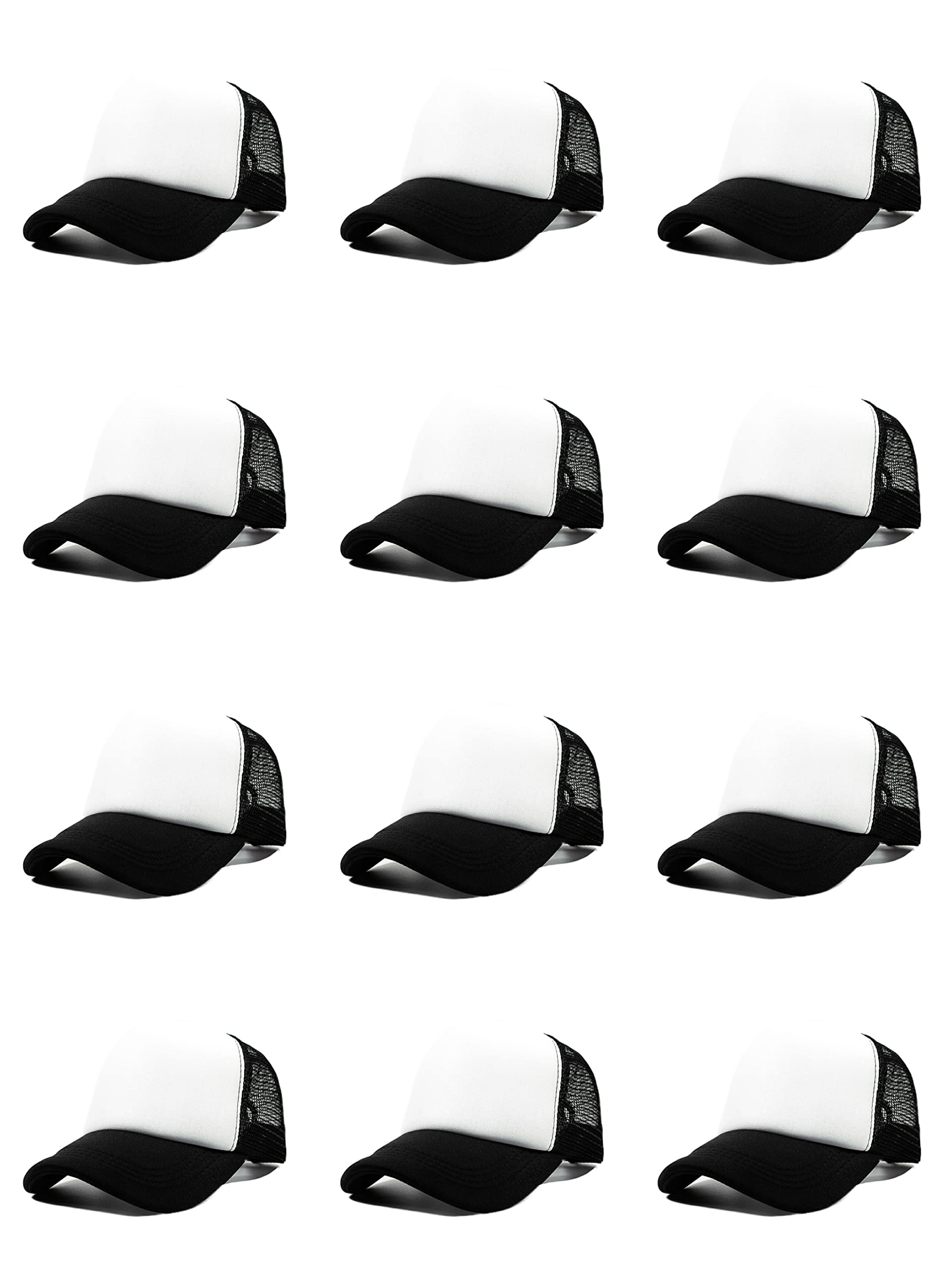 12 Pack Blank Sublimation Trucker Hats for Men & Women - DIY Custom Snapback Baseball Caps with Mesh Back (18 Colors) - Perfect for Sports, Events, and Personalized Gifts