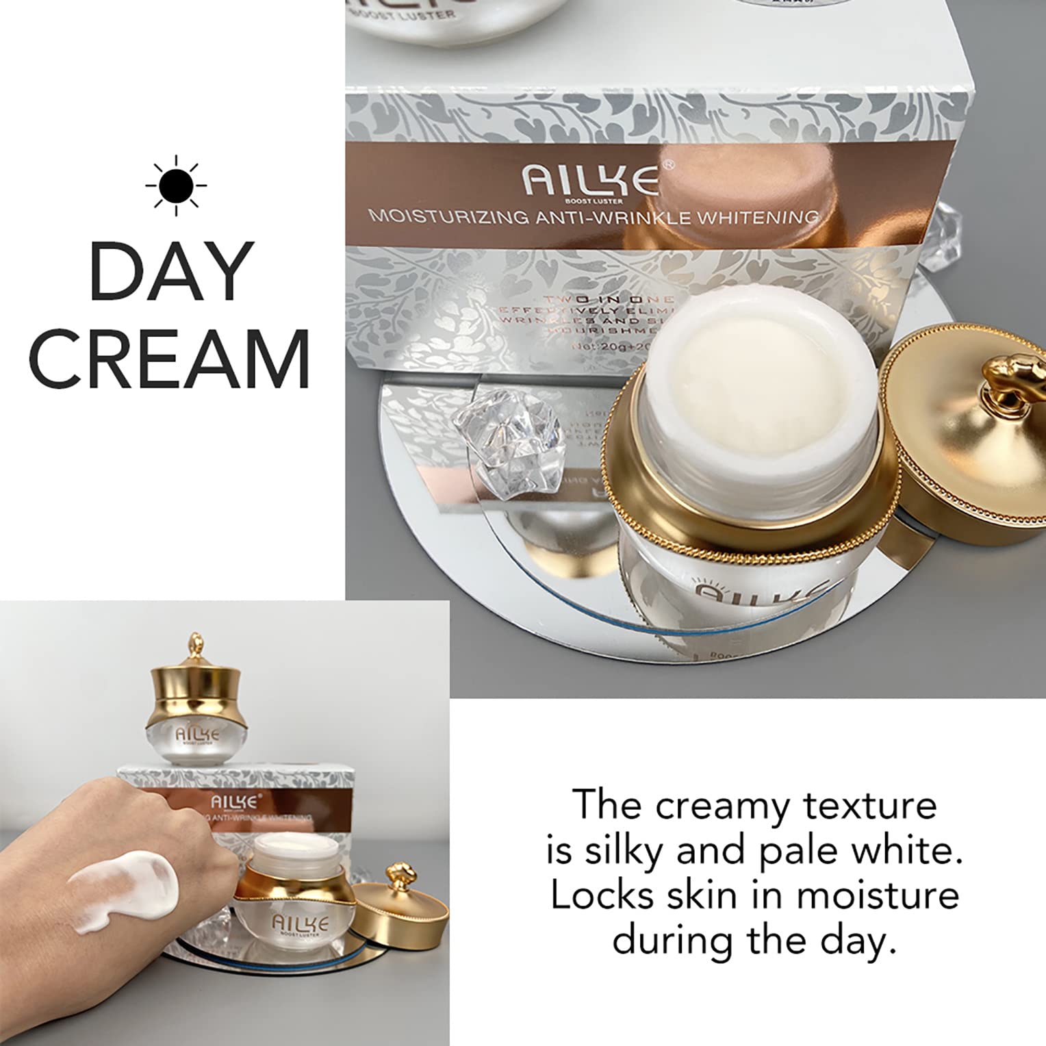 Brightening & Anti-Aging Face Cream with Hyaluronic Acid - Whitening, Freckle Removal, Wrinkle Reduction & Dark Spot Treatment - Non-Greasy Day & Night Moisturizer (20ml x 2) for Glowing Skin at Home or Travel