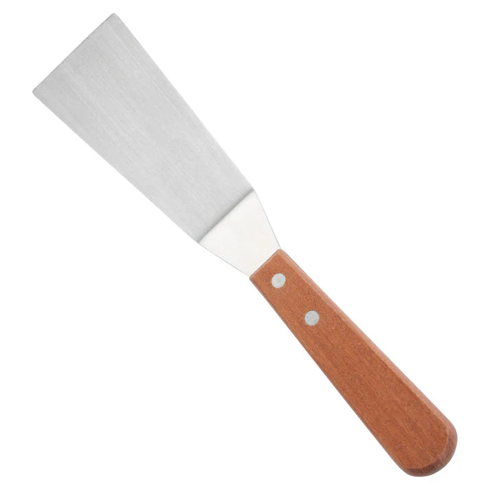 Winco 2-Wide Grill Spatula with Wooden Handle - Heavy Duty BBQ Turner for Burgers, Steaks & Pancakes - Perfect for Outdoor Grilling, Camping & Backyard BBQs