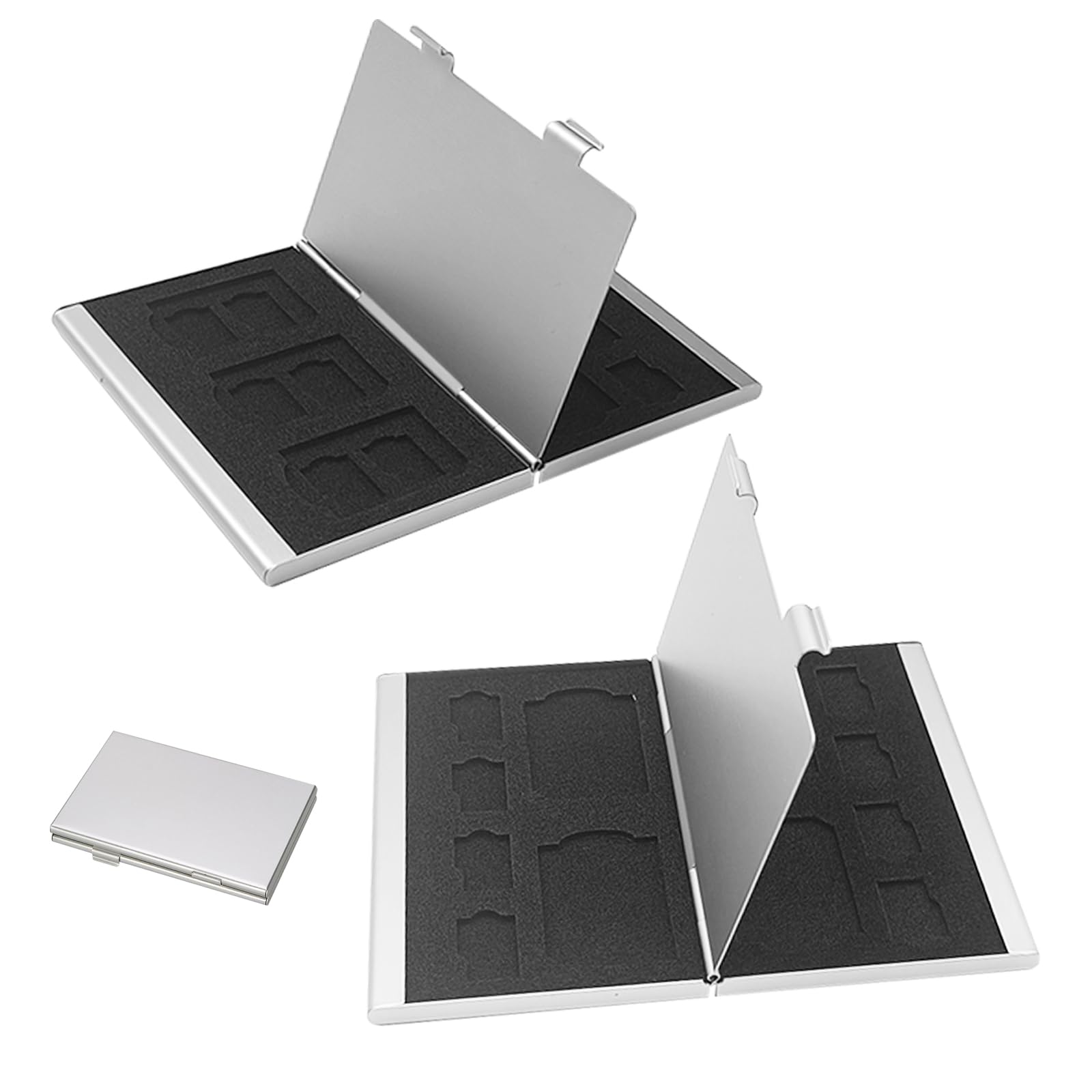 KASESSS 2-Pack Slim Aluminum Alloy SD Card Holder - 12 & 15 Slot Micro SD/TF Memory Card Storage Case | Portable Double-Layer Organizer for Photographers, Videographers & Tech Enthusiasts