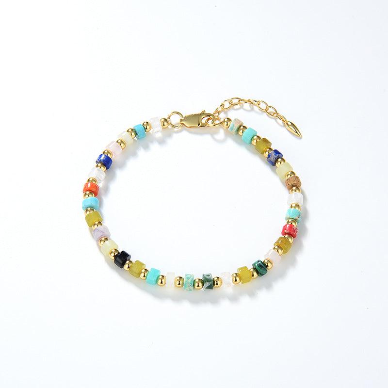 European & American Style Multi-Gem Turquoise Shoushan Stone Necklace for Women - Elegant Boho Jewelry Gift for Parties, Weddings & Special Occasions