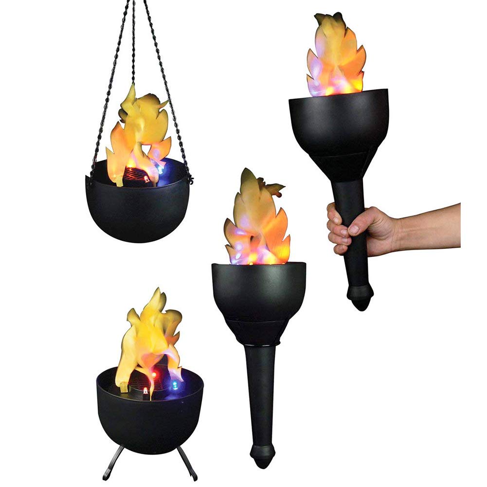 Electronic Flame Lamp - 4-in-1 LED Decorative Photoelectric Fire Torch with Realistic Flickering Flame Effect | Battery Operated for Home, Patio, Halloween & Party Decorations