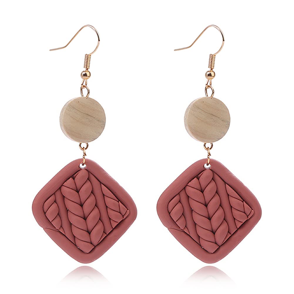 Handmade Boho Rattan Flower Earrings - Lightweight Polymer Clay Dangle Drop Earrings for Women, Unique Statement Jewelry Gift for Her | Perfect for Festivals, Weddings, and Boho Fashion Accessories