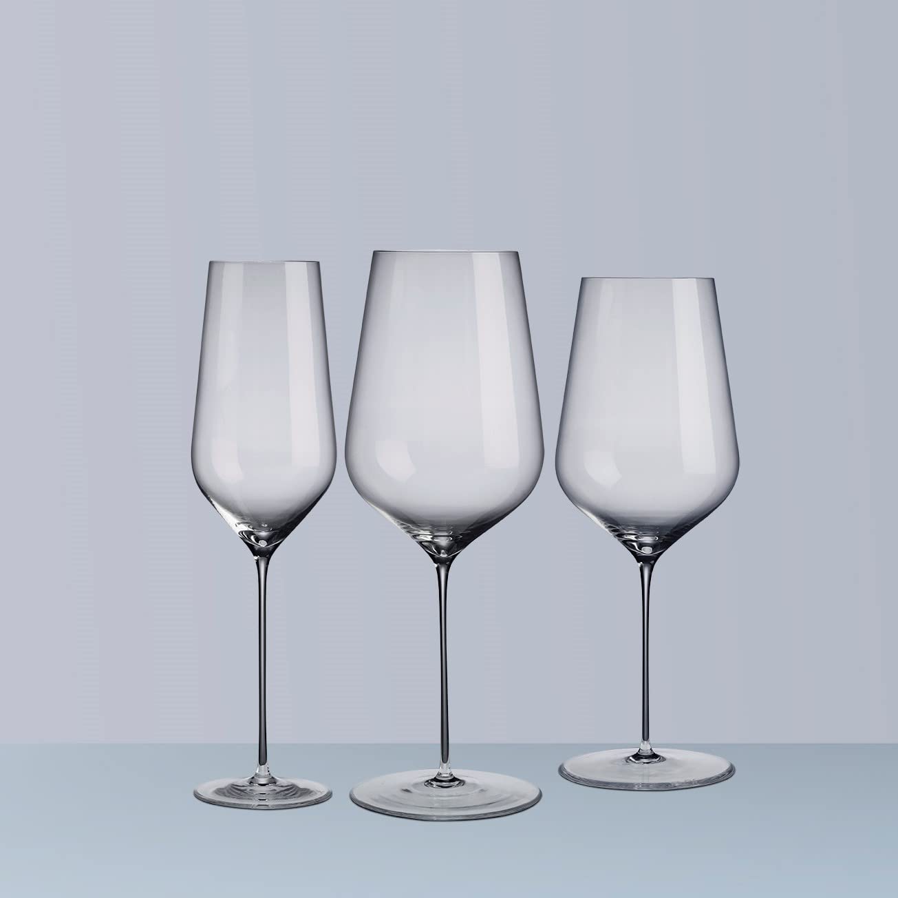 Handmade NUDE GLASS Stem Zero Trio Champagne Flutes - 9.75 oz Elegant Crystal Clear Wine Glasses for Weddings, Parties & Celebrations (Set of 3, 2