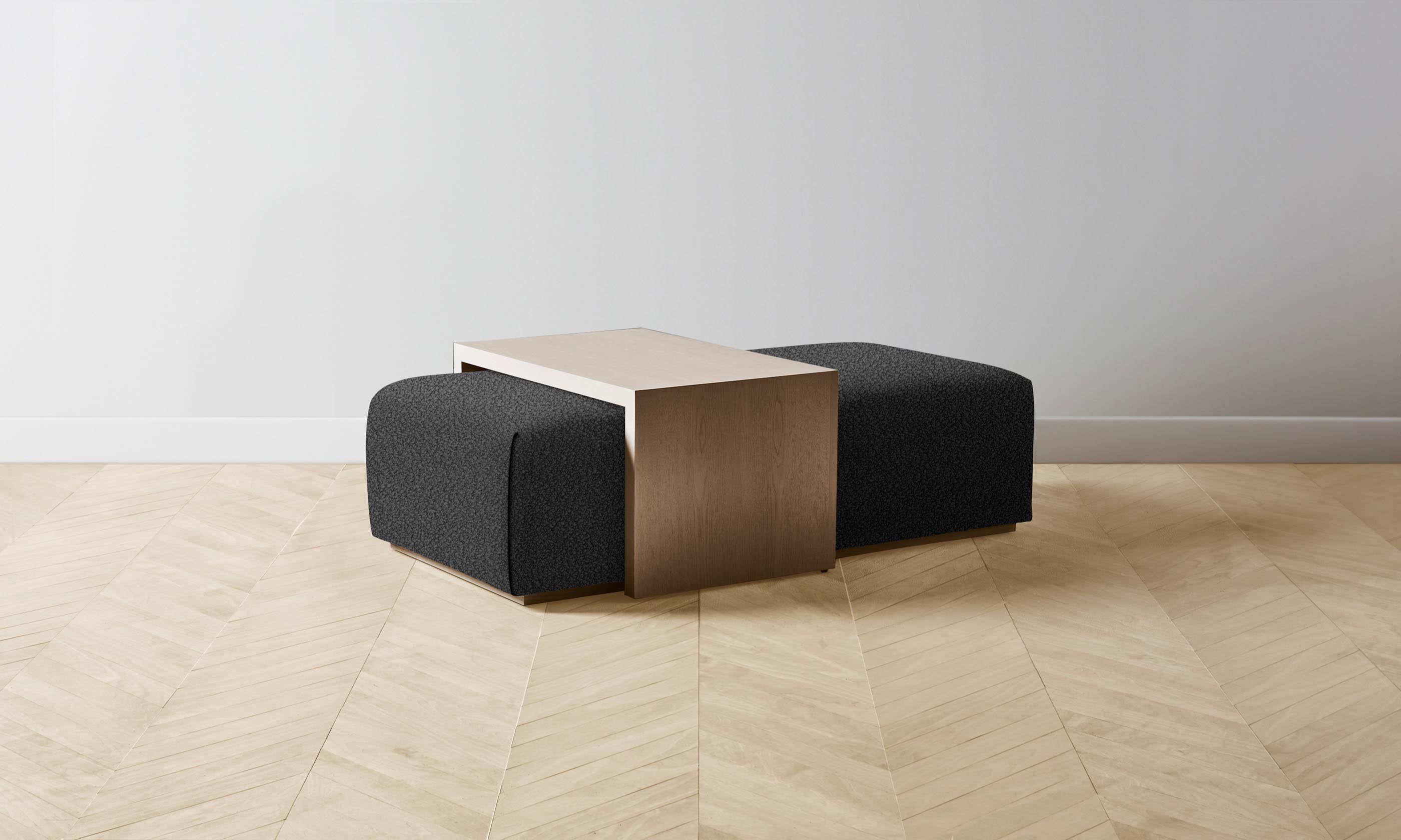 The Bowery Ottoman - Italian Bouclé Storm Fabric Upholstered Footstool for Living Room, Bedroom & Lounge - Perfect for Relaxing, Extra Seating & Home Decor