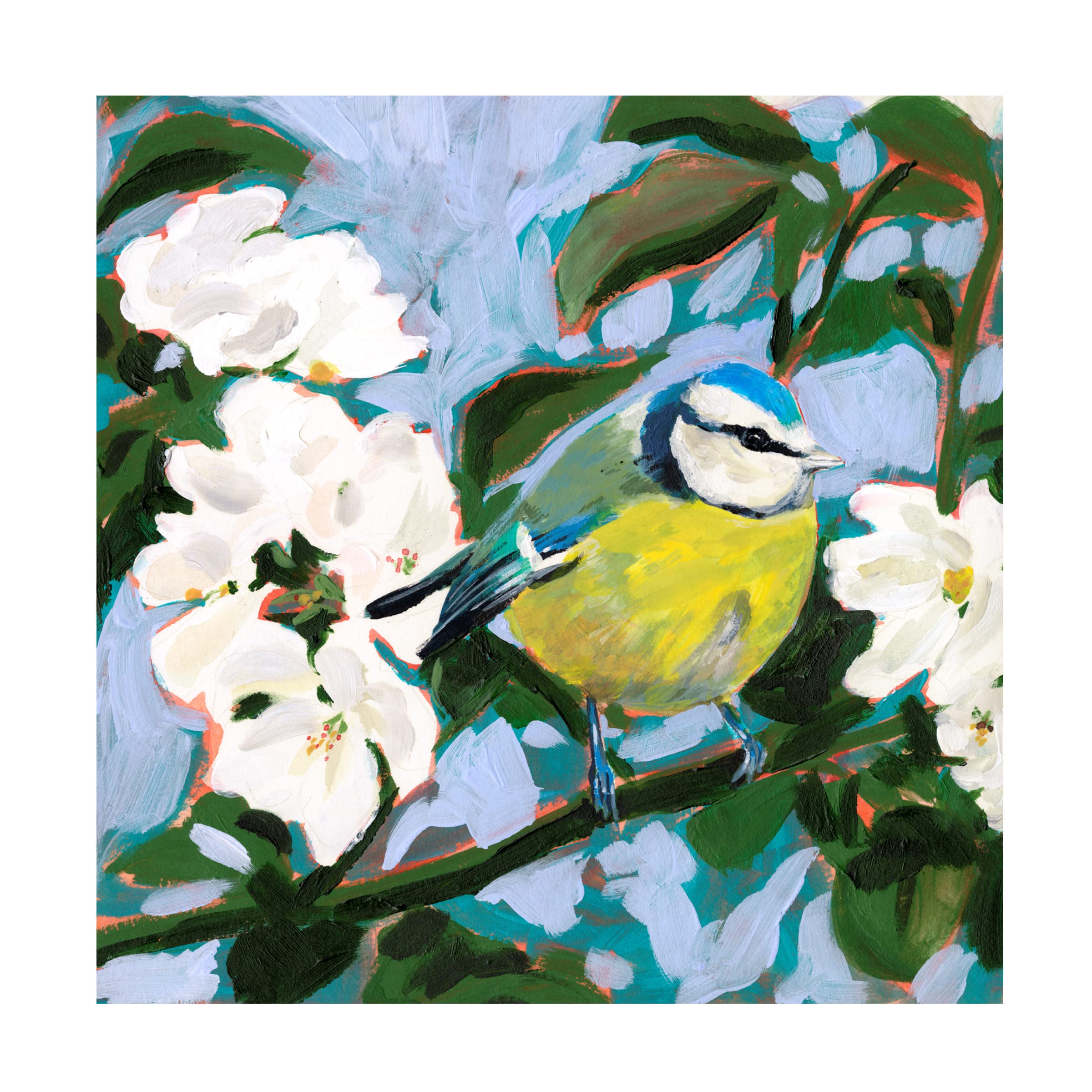 Victoria Borges 'Perching I' Canvas Wall Art Print - Modern Home Decor for Living Room, Bedroom & Office - Handmade Fine Art Painting