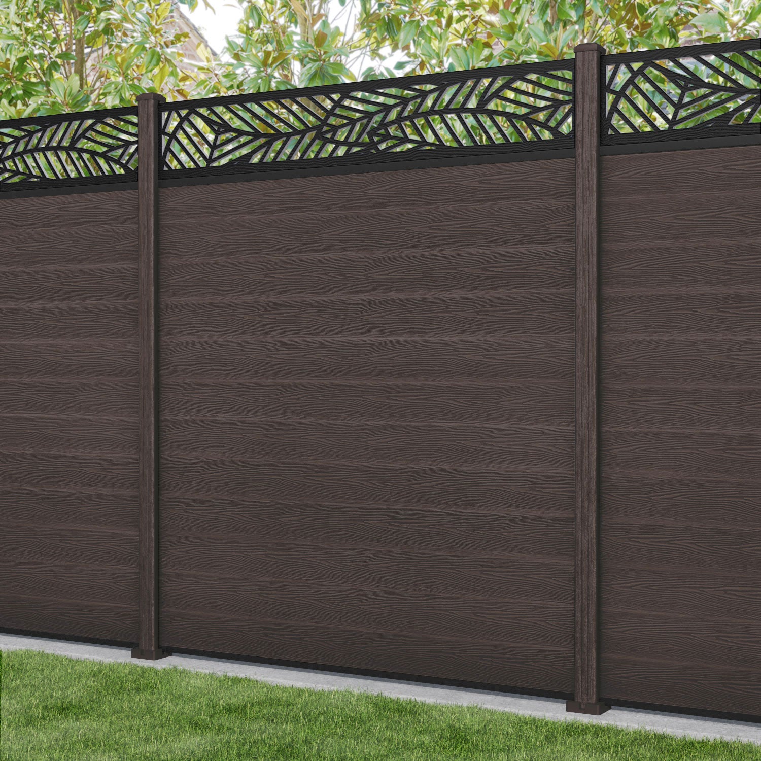 Classic Habitat Fence Panel - Mid Brown Composite Fencing with Durable Posts | Perfect for Garden Borders, Backyard Privacy, and Pet Enclosures