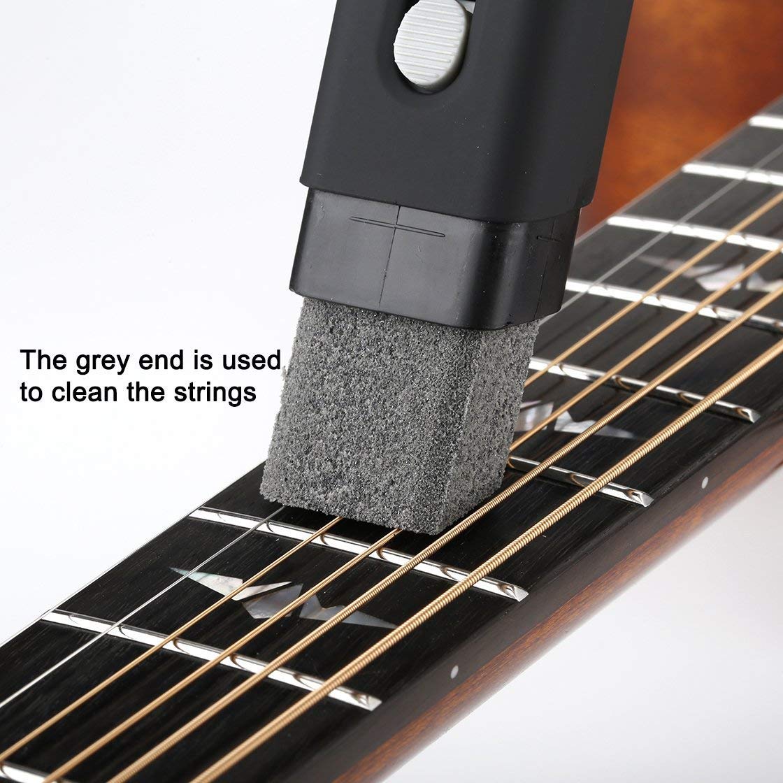 Fast Guitar Strings Cleaner & Rust Remover with Lubricant - Dual Head Brush for Acoustic/Electric Guitar, Bass, Ukulele, Violin, Banjo & Mandolin - Perfect for String & Fret Maintenance & Instrument Care