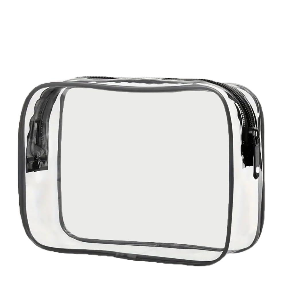 TSA Approved Clear Travel Toiletry Bag - Quart Size Waterproof Cosmetic & Makeup Organizer for Carry-On Luggage | Perfect for Airports, Airlines & Weekend Getaways (Black) - Ideal for Women & Men Travel Essentials