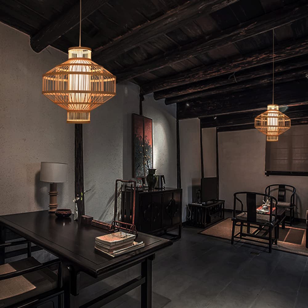 Handmade Natural Wooden Chandelier Lantern - 17.7