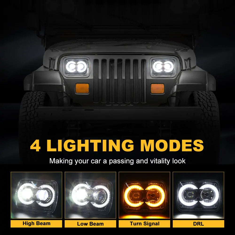 LOYO 5x7 7x6 H6054 LED Headlights for Jeep XJ YJ & Trucks - High Performance with DRL & Turn Signal - Perfect for Off-Roading & Night Driving