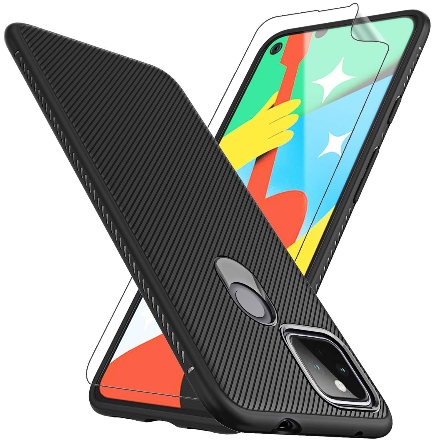 Huness 4 in 1 iPhone 14 Case & iPhone 13 Case with 3 Pack Tempered Glass Screen Protector | Military Drop Protection | Shockproof Slim Fit 6.1 Inch Clear Case | Non-Yellowing | Perfect for Outdoor Activities, Travel & Daily Protection