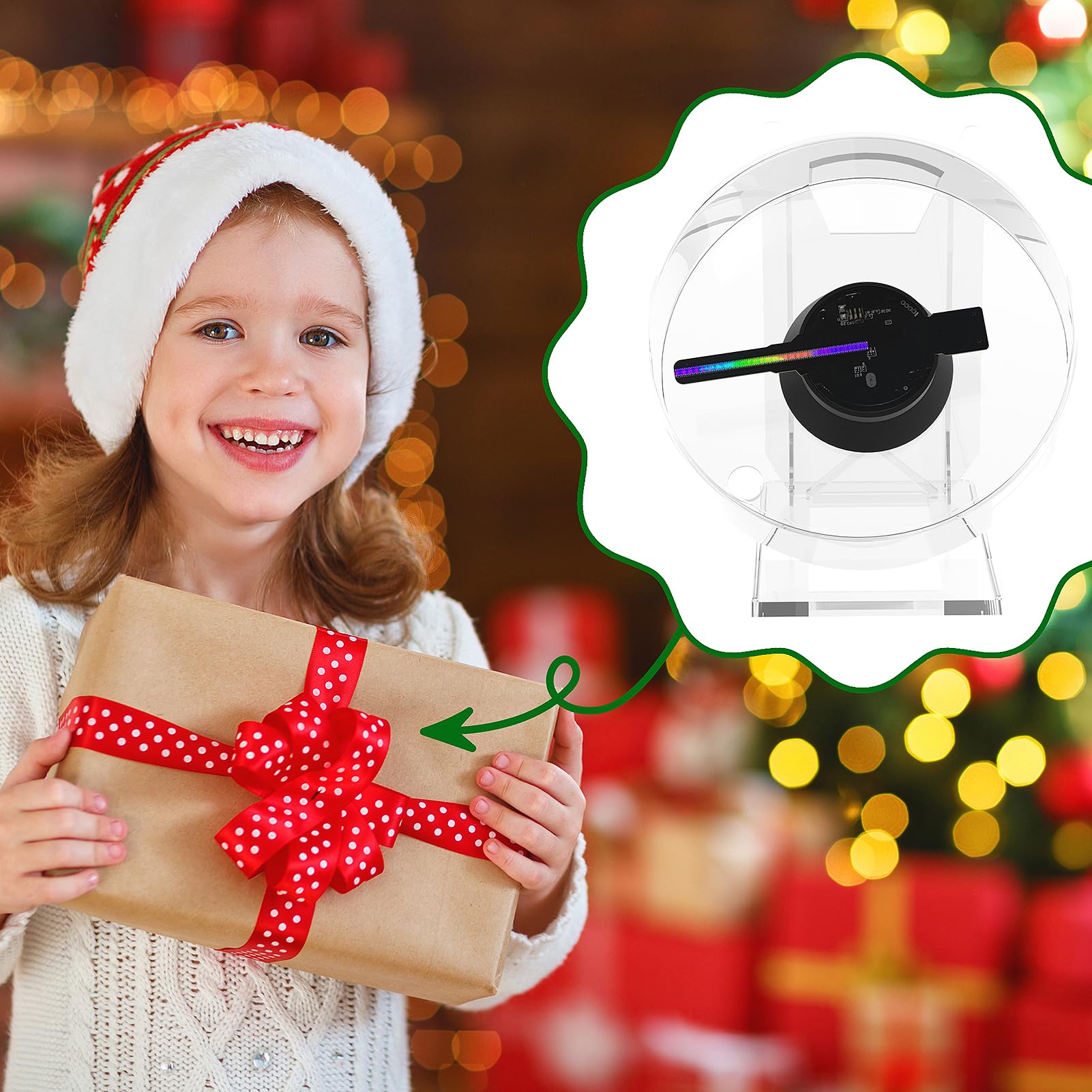 3D Hologram Fan - 88x88mm Holographic Projector with 480x480 HD Resolution for Stunning Visual Effects | Perfect for Retail Displays, Trade Shows & Home Decor