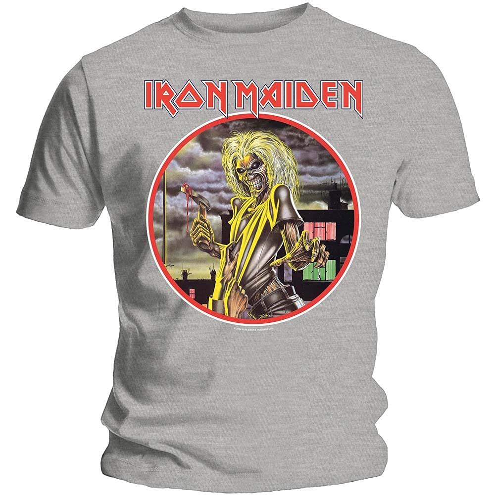 Vintage Iron Maiden Killers Album Graphic T-Shirt - Heather Grey | Classic Rock Band Merch for Concerts & Casual Wear