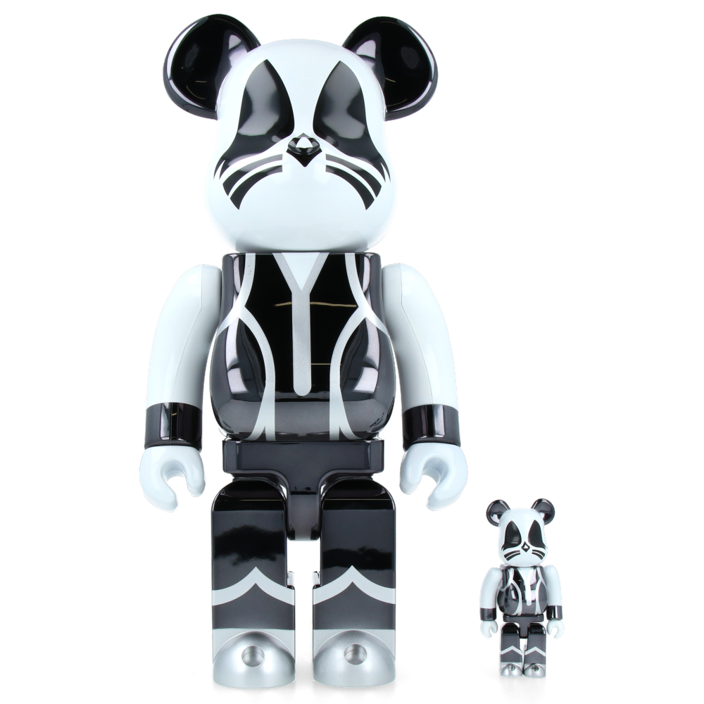 100% & 400% Bearbrick Kiss Catman Chrome Version - Limited Edition Collectible Vinyl Art Toy for Display & Gifts