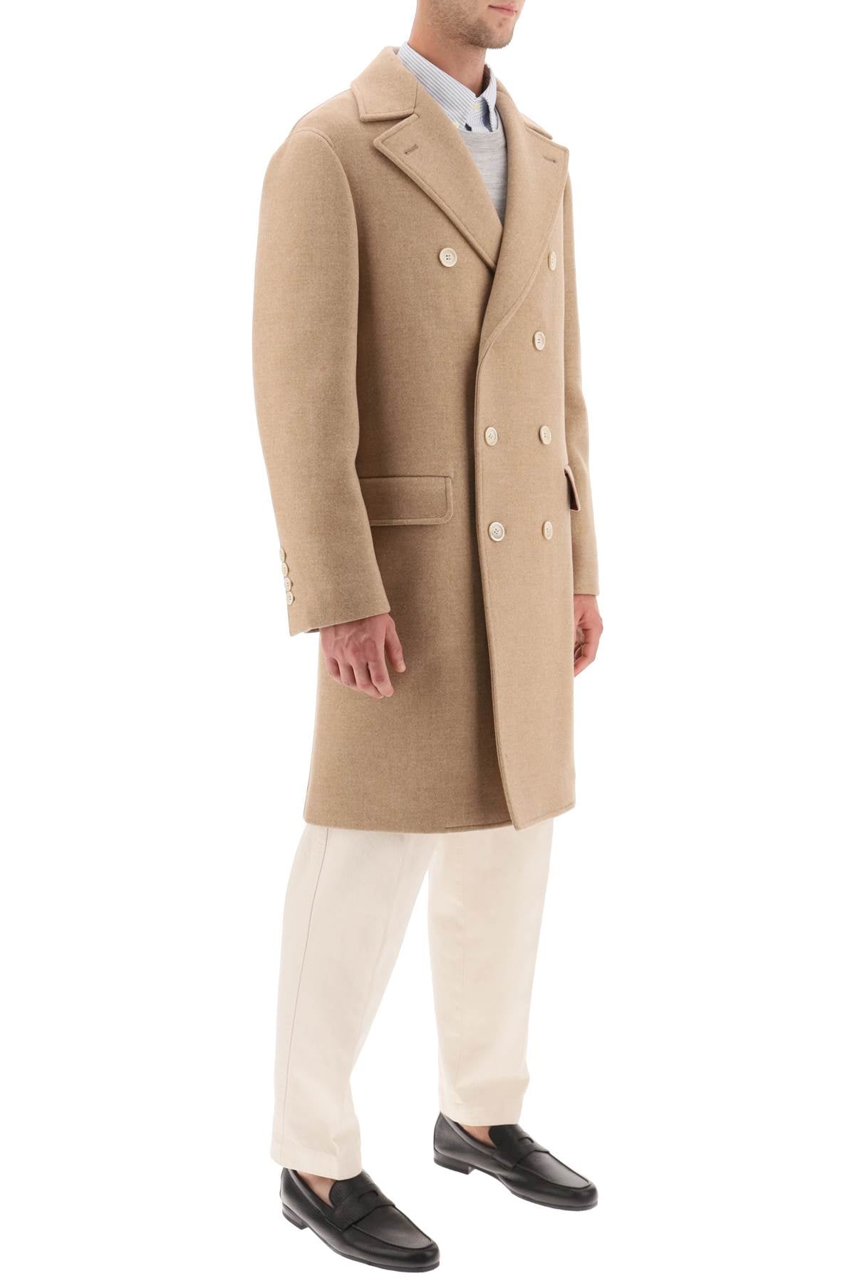 Brunello Cucinelli Double Breasted Wool Cashmere Coat - Luxury Winter Overcoat for Men & Women | Perfect for Business, Office & Formal Occasions