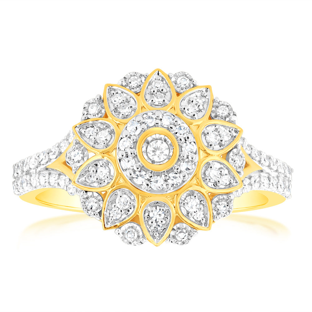 1/2 Carat Lab Grown Diamond Ring in 9K Yellow Gold - Elegant Engagement & Wedding Jewelry for Women