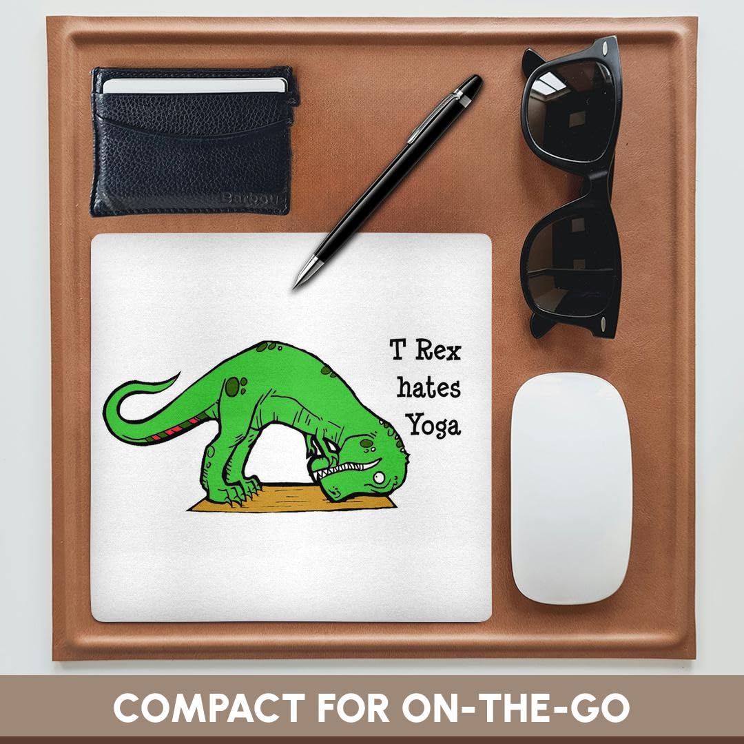 3D Rose Funny T-Rex Hates Yoga Mouse Pad - Non-Slip Rubber Base, Perfect for Office, Gaming & Home Computer Use
