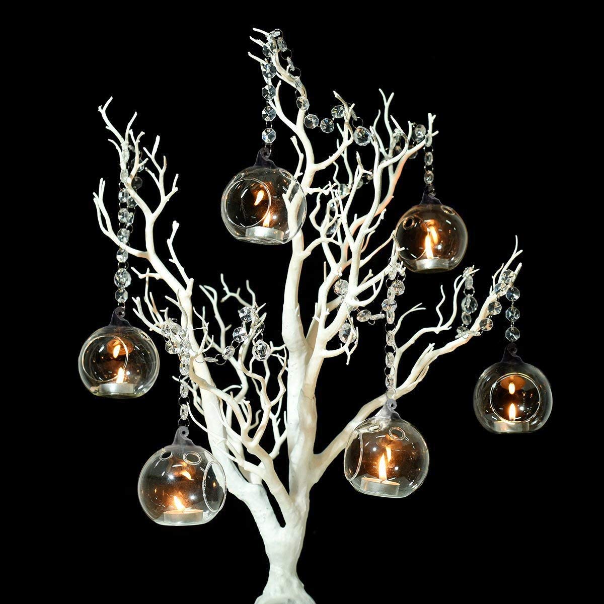 80mm Clear Glass Hanging Candle Holders - 100 Pack with 2 Side Holes for Wedding Centerpieces, Party Decorations & Home Lighting - Perfect for Weddings, Parties, Restaurants and Outdoor Events