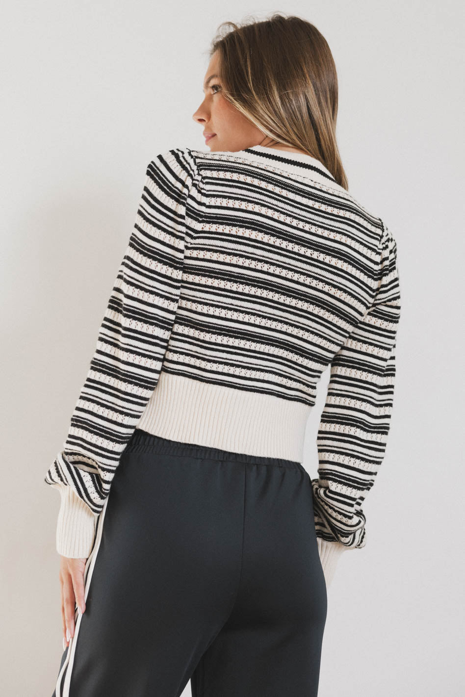 Kiara Striped Cardigan Women's Lightweight Knit Sweater - Oatmeal Beige Fall Cardigan for Women | Cozy Office Wear, Casual Outfits & Autumn Layering