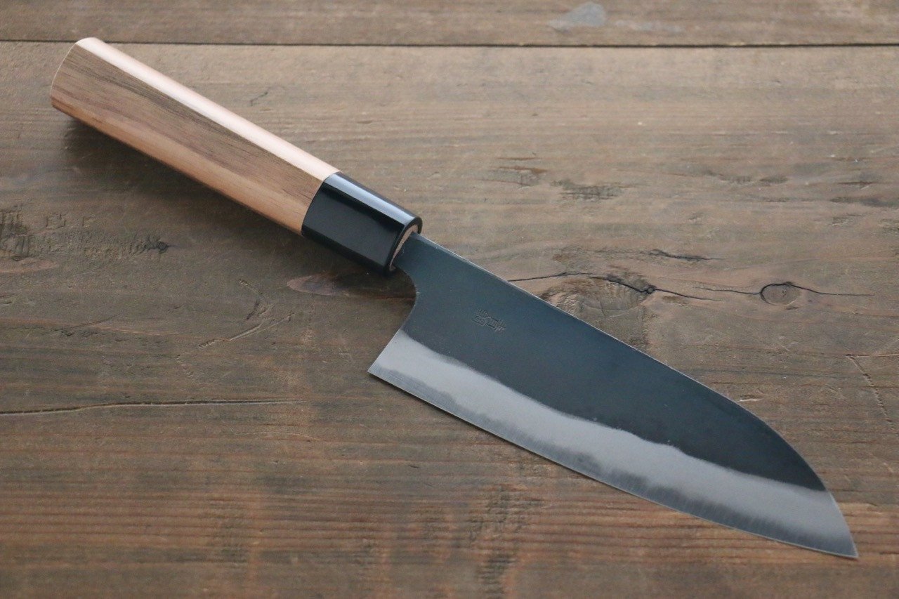 Premium Nao Yamamoto Blue Steel No.2 Kurouchi Santoku Knife 150mm - Japanese Chef Knife for Precise Slicing, Dicing & Chopping - Perfect for Home Cooks & Professional Kitchens