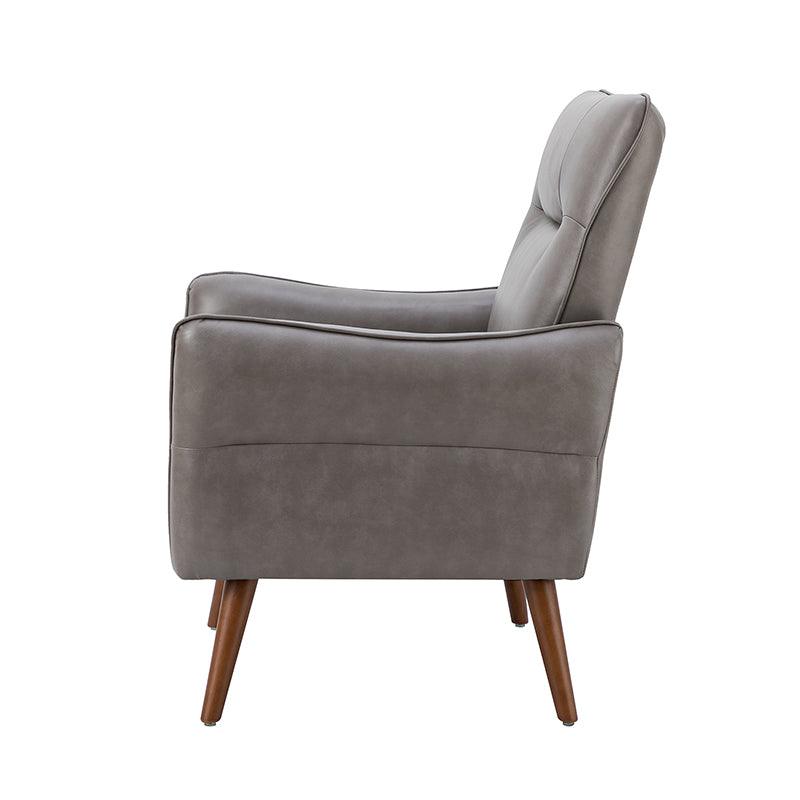 Clara Vegan Leather Armchair - Modern PU Leather Lounge Chair for Living Room, Office & Bedroom - Comfortable Mid-Century Style Accent Chair with Sturdy Metal Legs