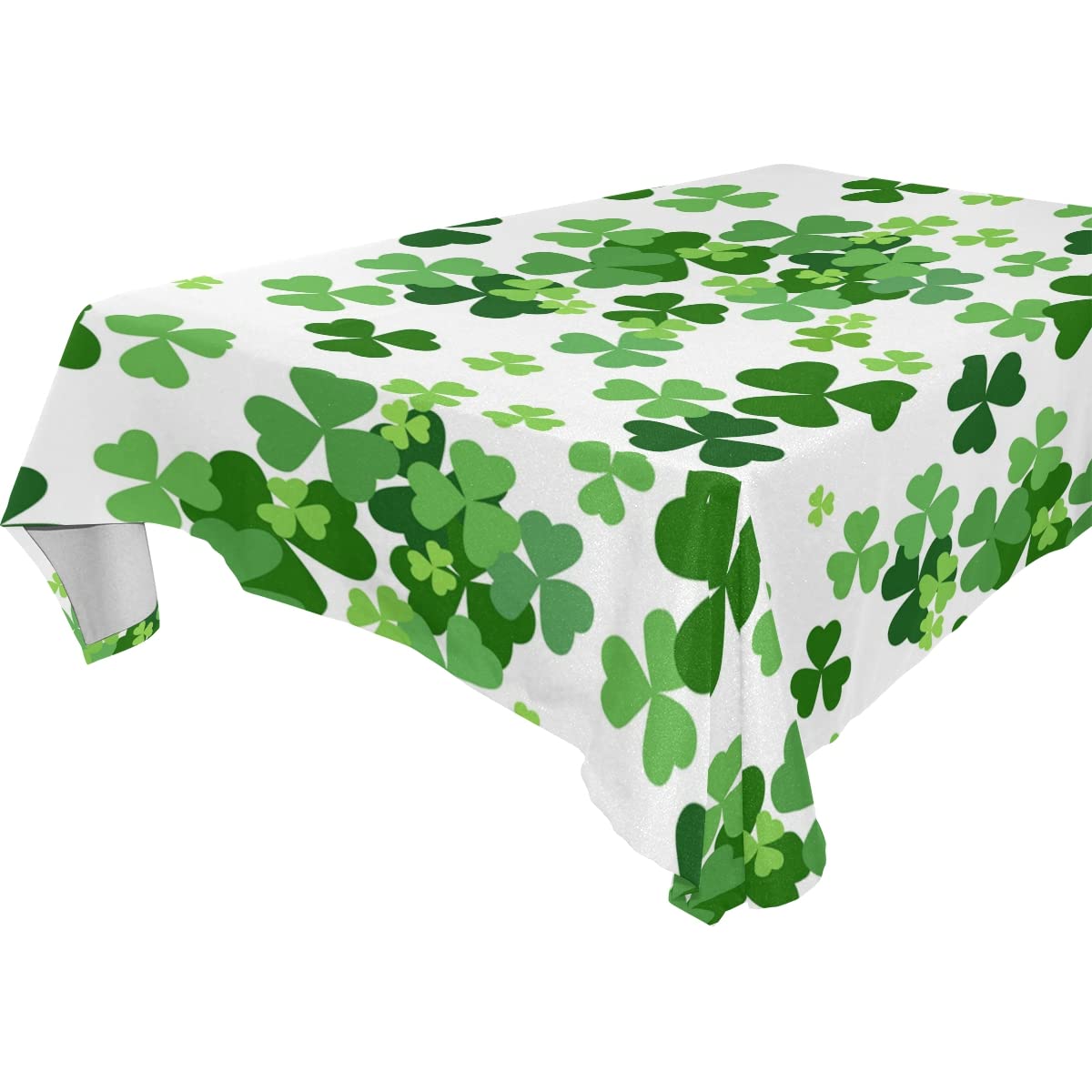 Lucky Clover Shamrocks Square Tablecloth - Modern Rectangle Table Linen Cover for Kitchen, Dining Room, Party & Home Decor - Perfect for St. Patrick's Day, Irish Themed Events & Everyday Dining
