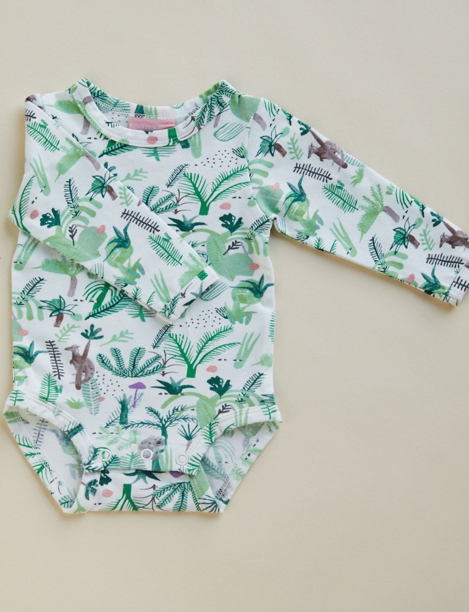 Fern Gully Sleeve Suit - Women's Floral Print Long Sleeve Swimsuit Cover Up for Beach, Pool, Vacation & Summer Outfits