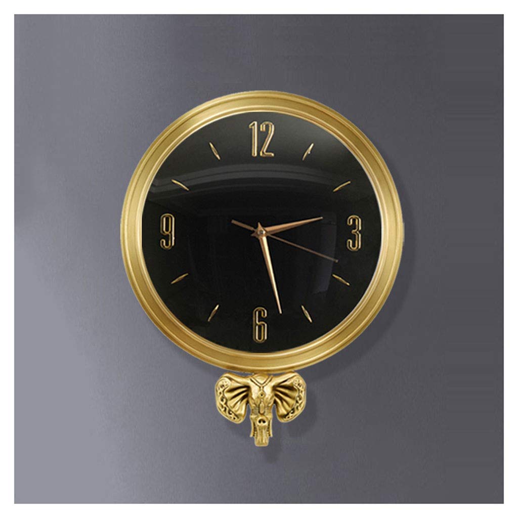 Elephant Pure Copper Round Wall Clock - HD Digital Modern Design for Living Room, Bedroom & Kitchen Decor - Golden Stereo Wall Clock (Small Size) - Perfect for Home, Office & Gift Giving