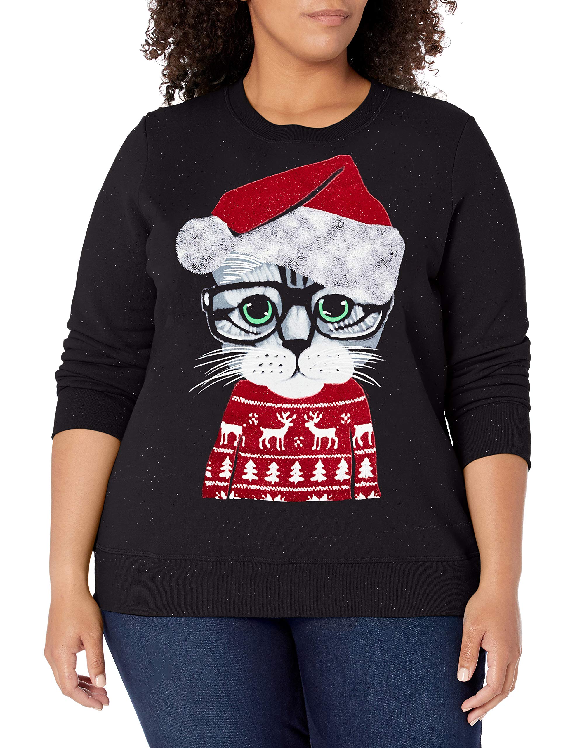 JUST MY SIZE Women's Plus Size Ugly Christmas Sweater - Festive Holiday Party Outfit for Christmas Gatherings & Family Photos