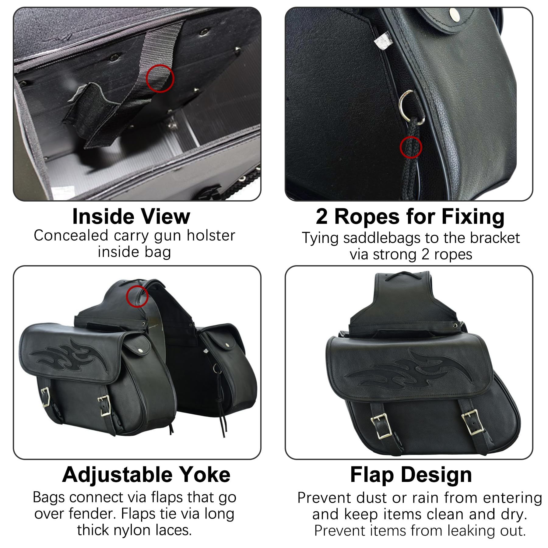 Premium Naked Cowhide Leather Motorcycle Saddle Bags - Universal Throw Over Side Bags for Honda Shadow, Sportster, Softail, Dyna & V-Star Cruisers (Black, Stud-Free) - Ideal for Road Trips, Commuting & Storage