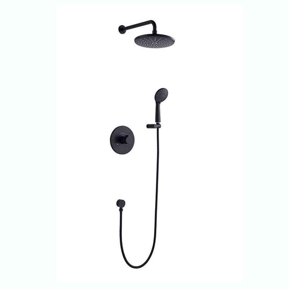 Premium NMDCDH Brass Rainfall Shower System - Black Matte Bathroom Faucet Set with Waterfall Spout & Bathtub Mixer Tap | Modern Bathroom Upgrade for Spa-Like Experience