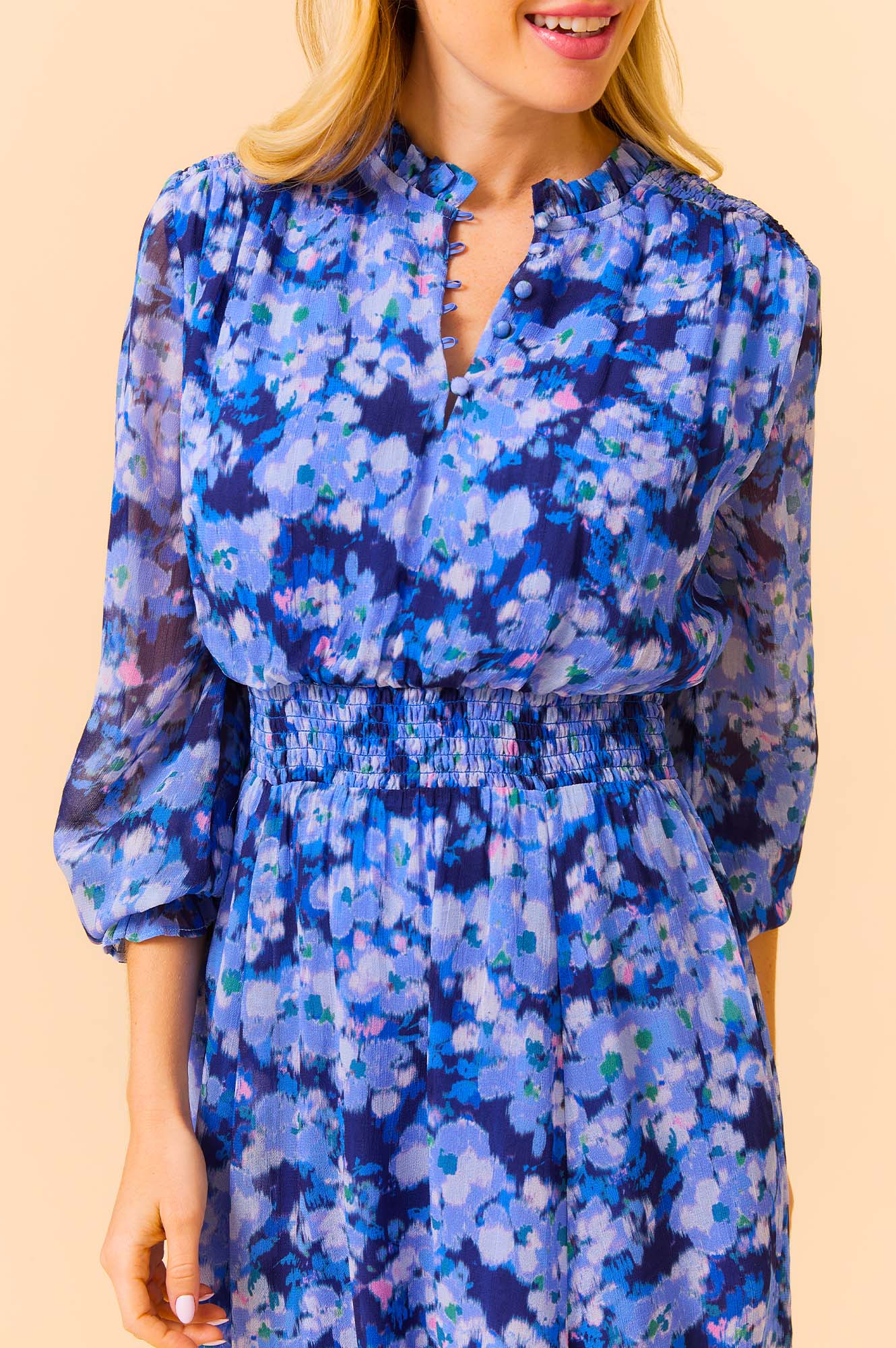 Clover Dress - Floral Print Blue and Pink Summer Dress for Women | Perfect for Beach Vacations, Date Nights & Outdoor Parties