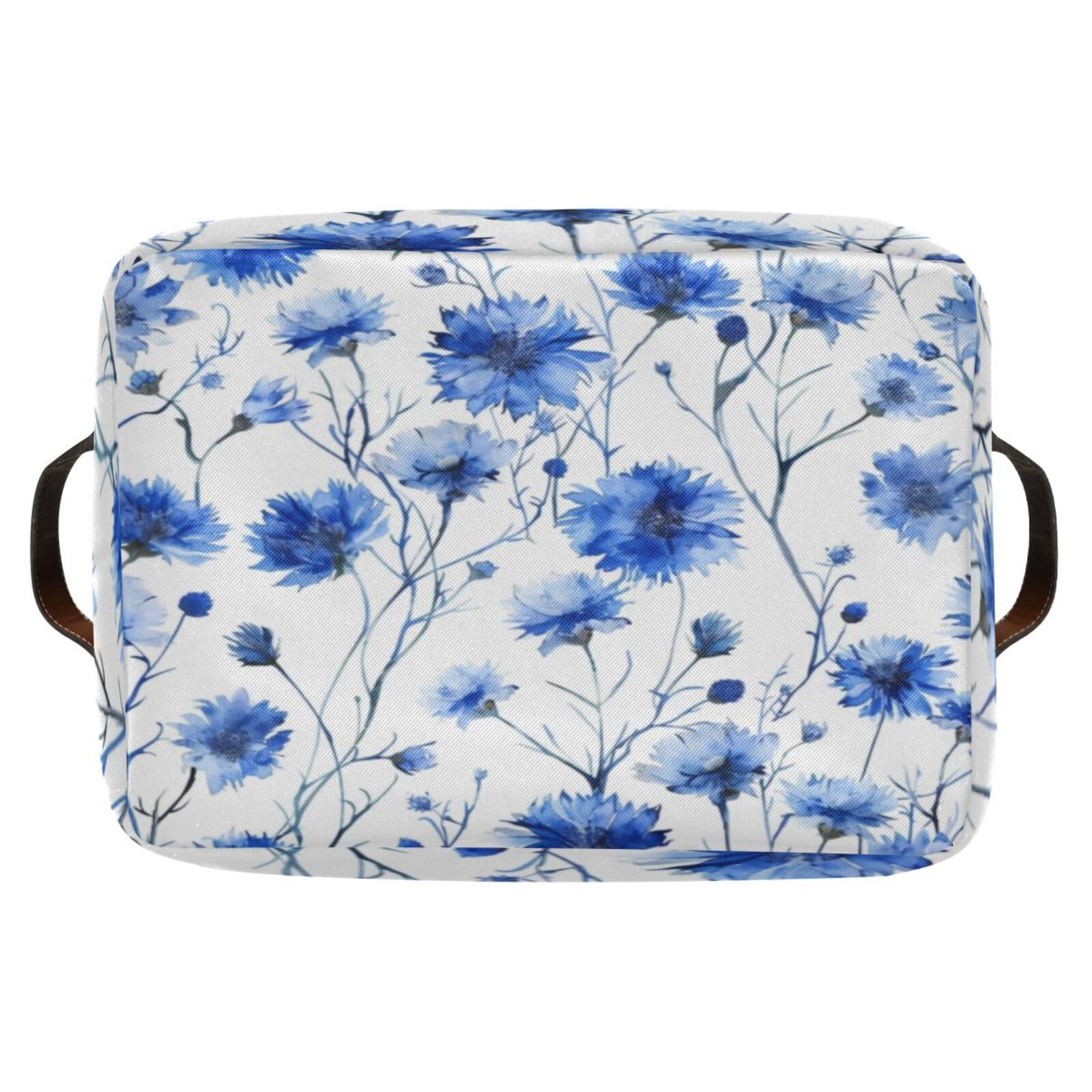 Large Fabric Storage Bins with Handles - Collapsible Organizer for Clothes, Toys & Home | Blue Wildflower