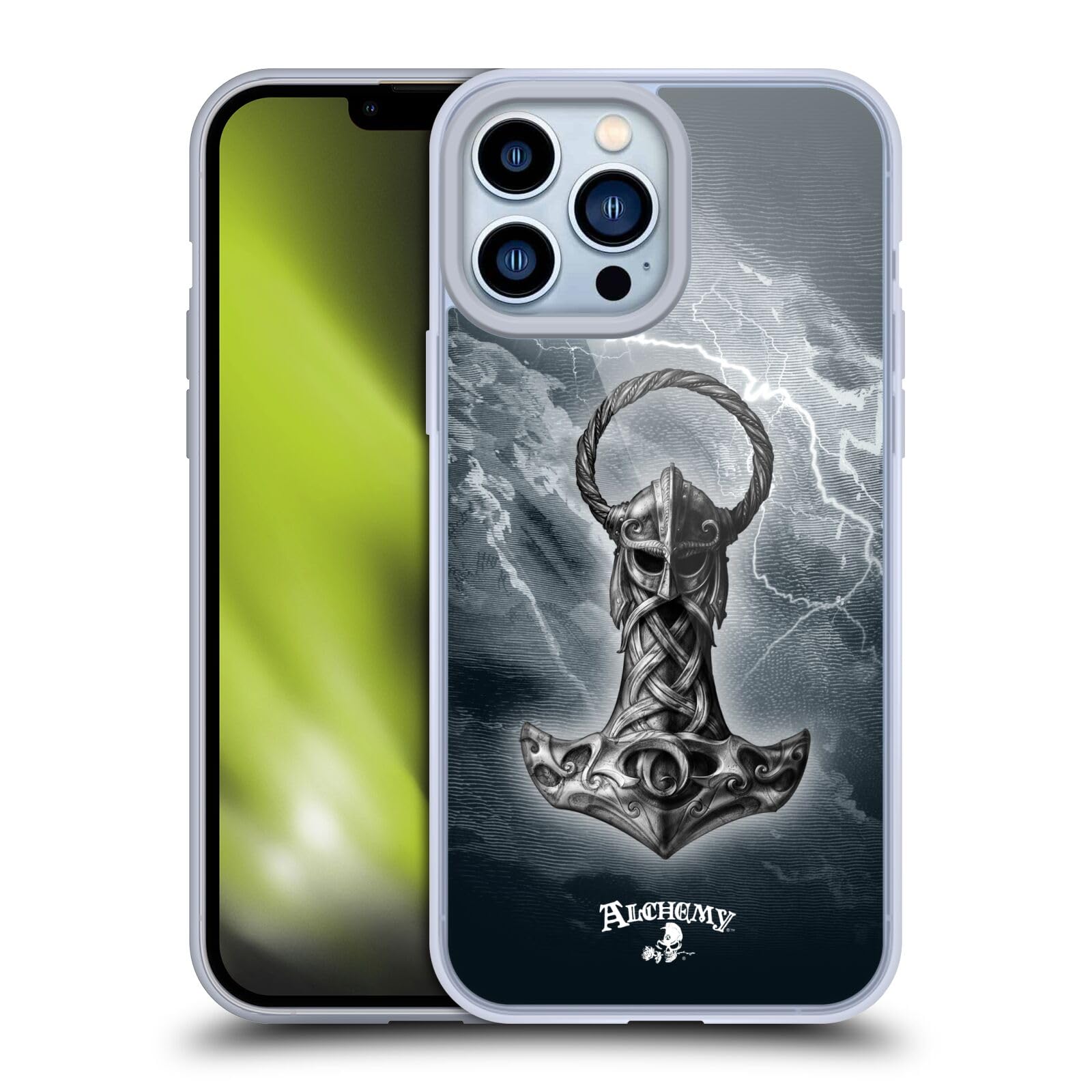 Alchemy Gothic Mjolnir Hammer iPhone 13 Pro Max Case - Officially Licensed Soft Gel Phone Cover by Head Case Designs | Perfect for Viking Lovers & Fantasy Enthusiasts
