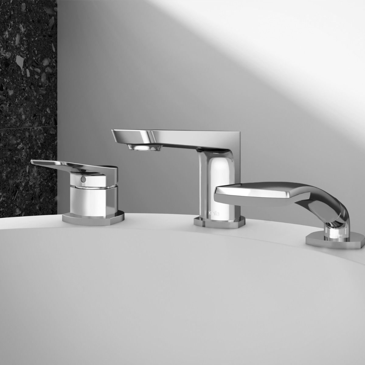 KALIA MOROKA Deckmount Tub Filler with Hand Shower & Cartridge - Chrome Finish - Includes Rough-In Valve - Perfect for Bathroom Renovation & Luxury Spa Experience