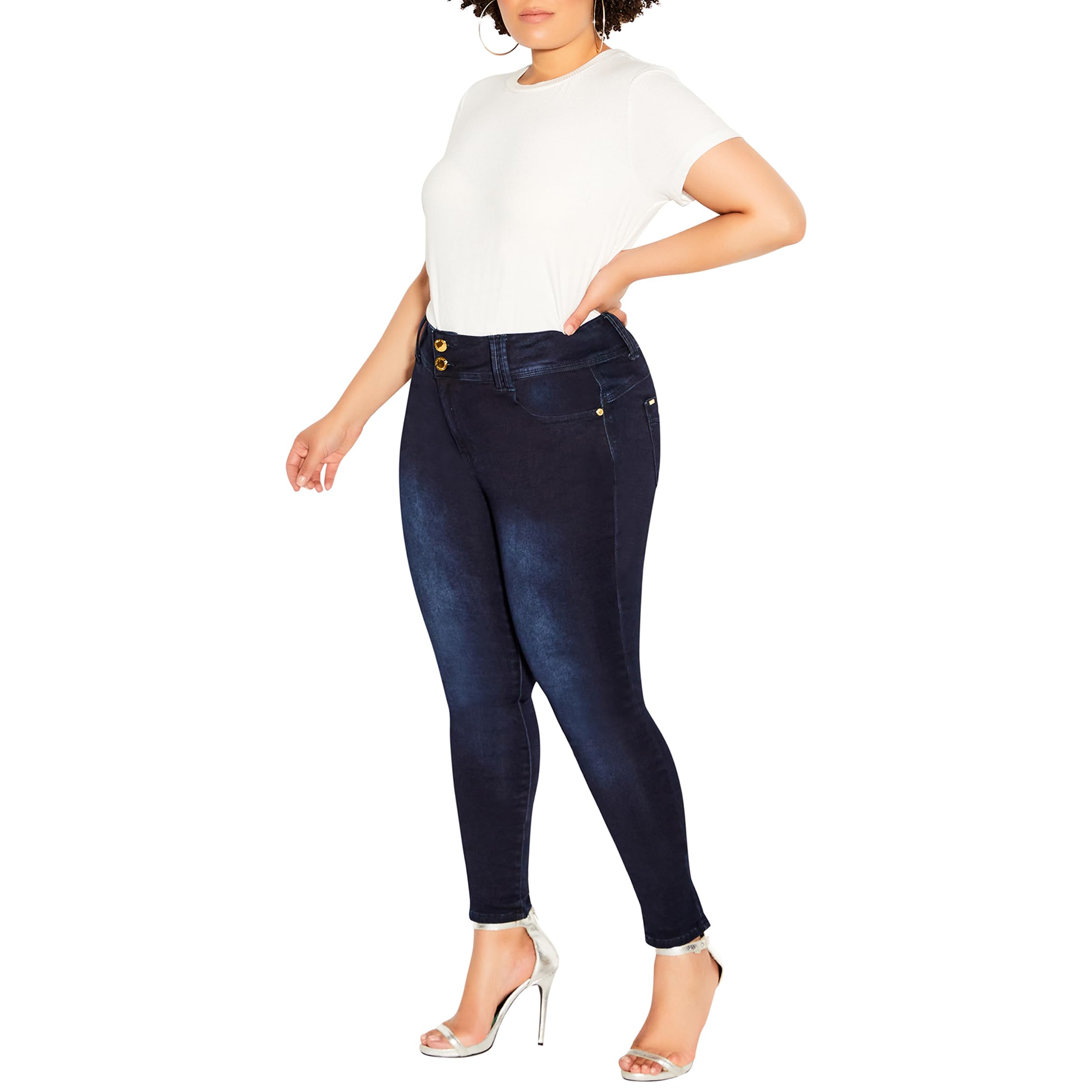 Women's Plus Size Skinny Jeans - Asha Regular Fit Stretch Denim Pants for Casual Wear & Everyday Comfort