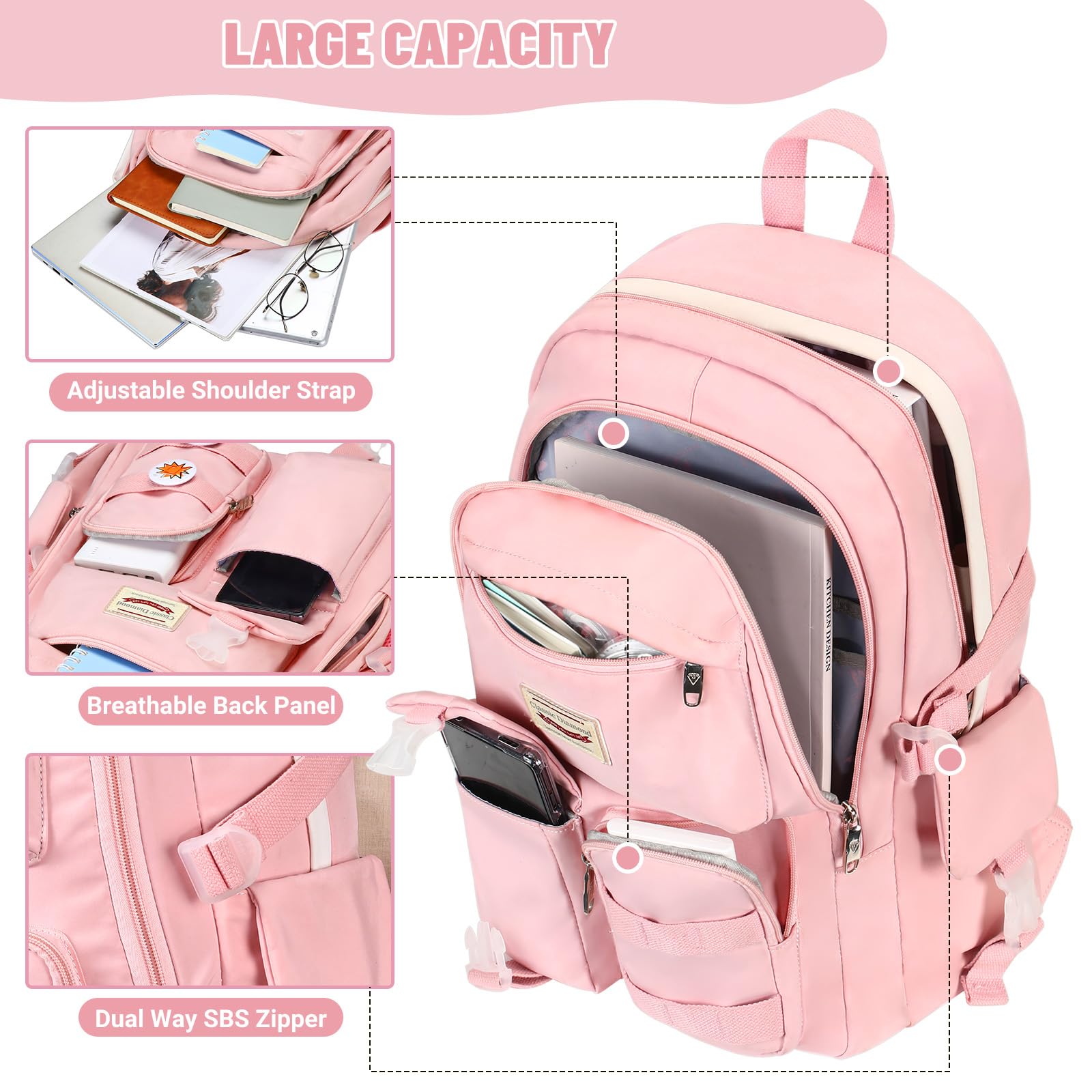 SCIONE 15.6 Inch Anti-Theft Laptop Backpack for Women & Girls - Durable School Backpack for College, Travel & Work - Perfect Bookbag for Students, Teens & Daily Commuters (Great for School, Office & Business Trips)