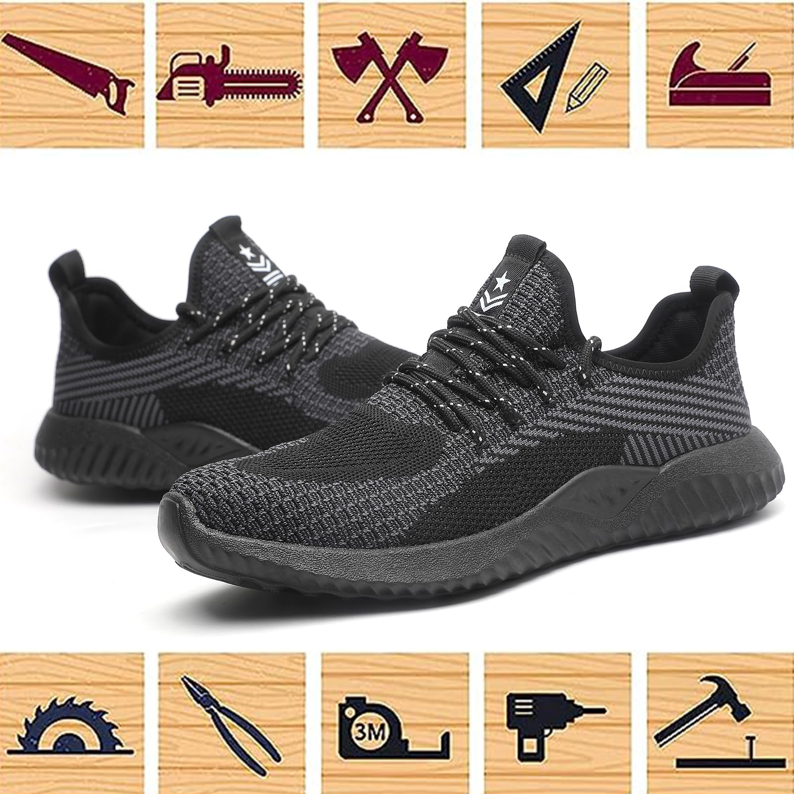 Steel Toe Safety Shoes for Women & Men - Lightweight Industrial Work Boots with Puncture Proof Design - Durable Construction Sneakers for Warehouse, Factory & Outdoor Work