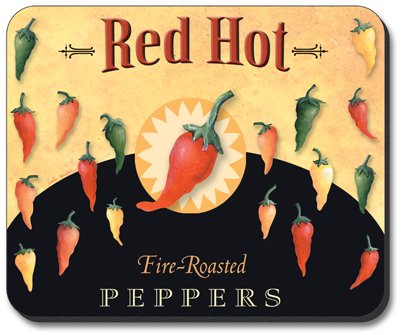 Red Hot Peppers Art Plates Mouse Pad - Non-Slip Desk Mat for Computer, Gaming & Office Use - Perfect Gift for Home & Work