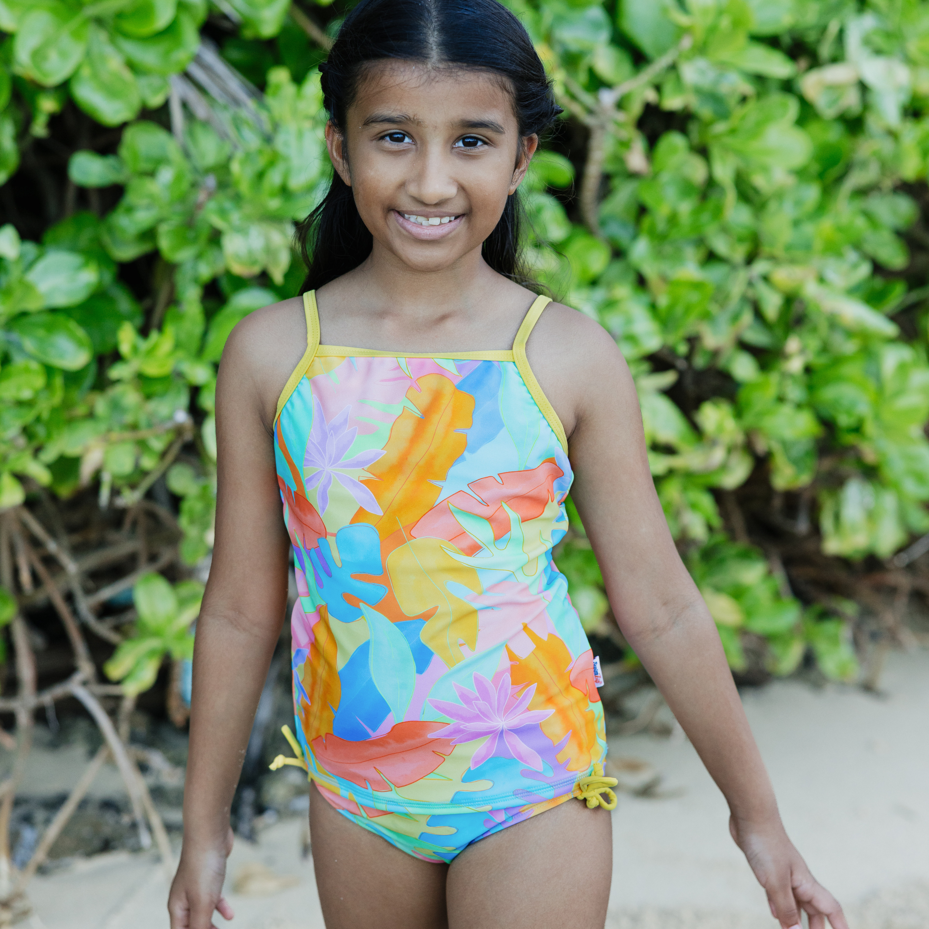 Girls Short Sleeve Rash Guard & Tankini Bikini Set - 3 Piece Swimwear for Kids | UV Protection Swimsuits for Beach, Pool & Summer Vacation