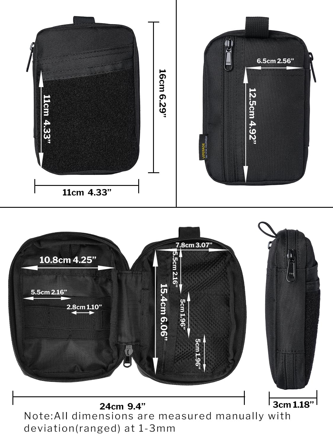 VIPERADE VE32 Small EDC Pouch Tactical Belt Bag for Men - MOLLE Compatible Tool Organizer with Patch Panel - Perfect for Camping, Bushcraft, Hiking & Travel Accessories