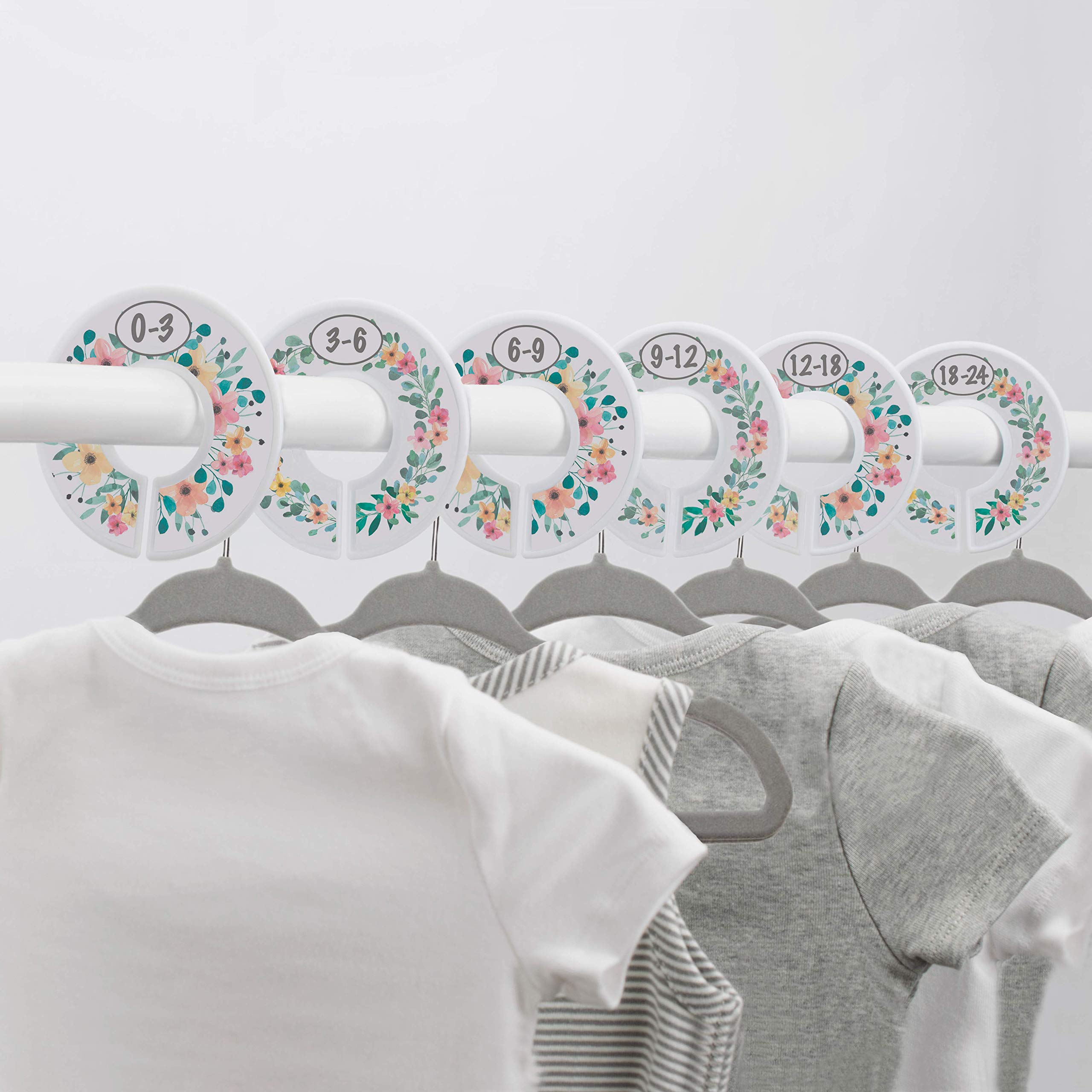 Rustic Floral Baby Closet Dividers - Nursery Closet Organizer for Baby Clothes by Month - Perfect for Baby Girl Nursery Decor & Clothing Racks - Ideal for Newborns, Toddlers, and Gift Registries