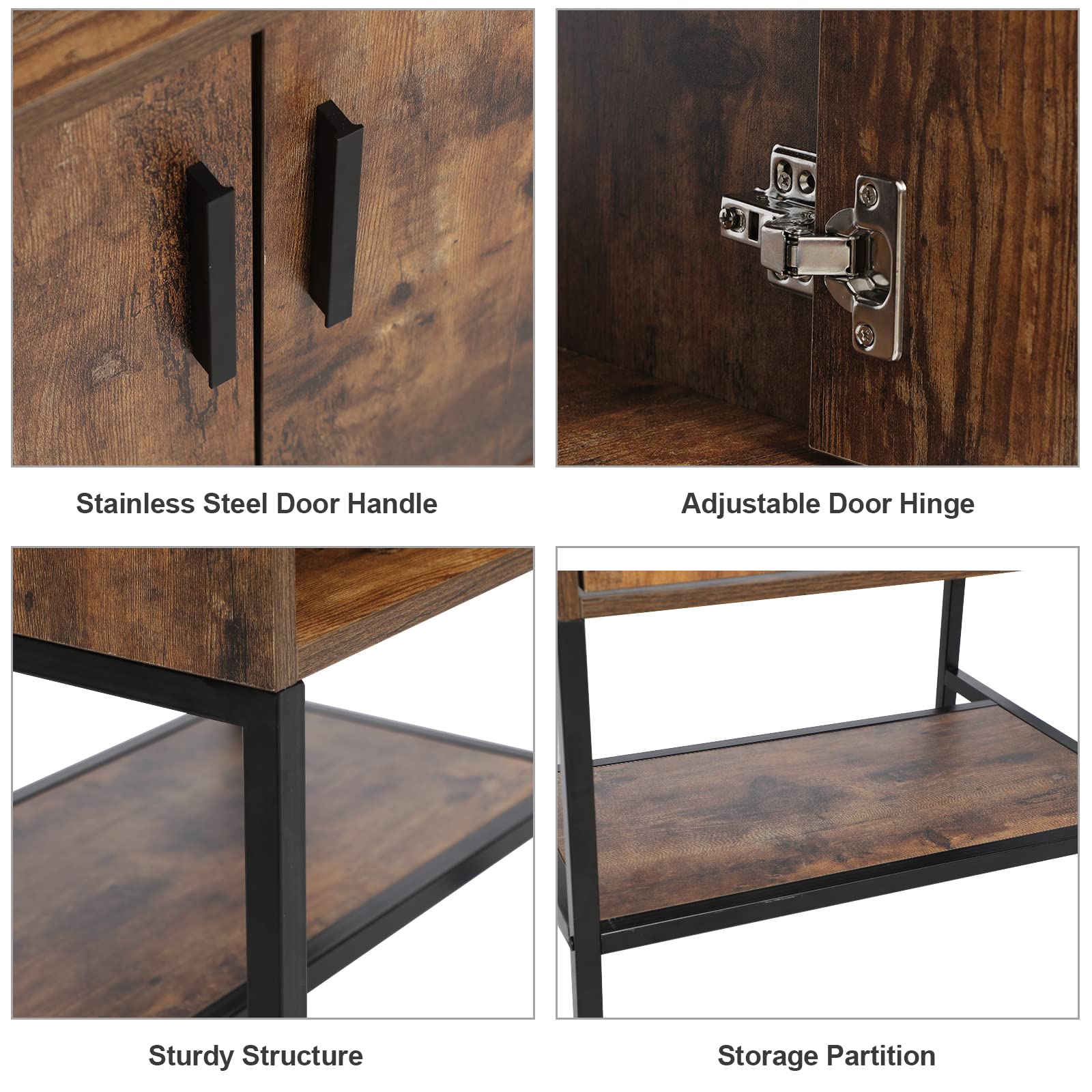 Eclife 24 Inch Modern Bathroom Vanity with Metal Stand & Bottom Shelf - Rustic Brown Freestanding Cabinet (Sink Not Included) | Perfect for Small Bathrooms, Powder Rooms & Apartment Renovations