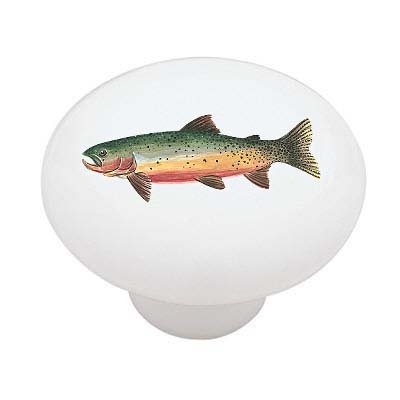 Trout Ceramic Drawer Knob - Handcrafted Fish Design Cabinet Pull for Kitchen & Bathroom - Perfect for Rustic, Coastal, or Nature-Themed Home Decor