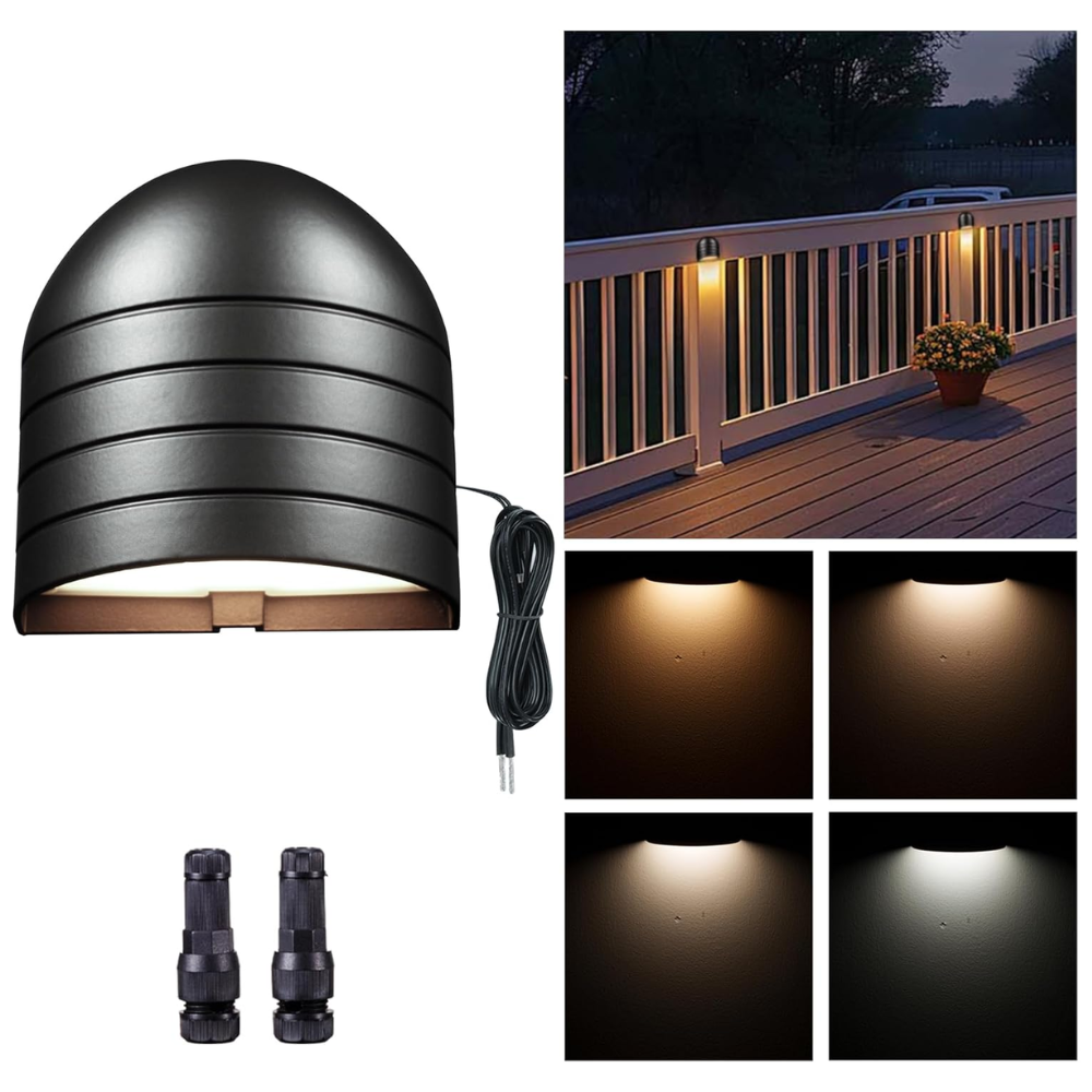 DLA08 5W 250LM Low Voltage 12V 24V LED Outdoor Fence Light - 5 Color Temperatures (2700K-5000K) - Waterproof Deck & Patio Downlight for Landscape, Garden, Stairs, and Pathway Lighting