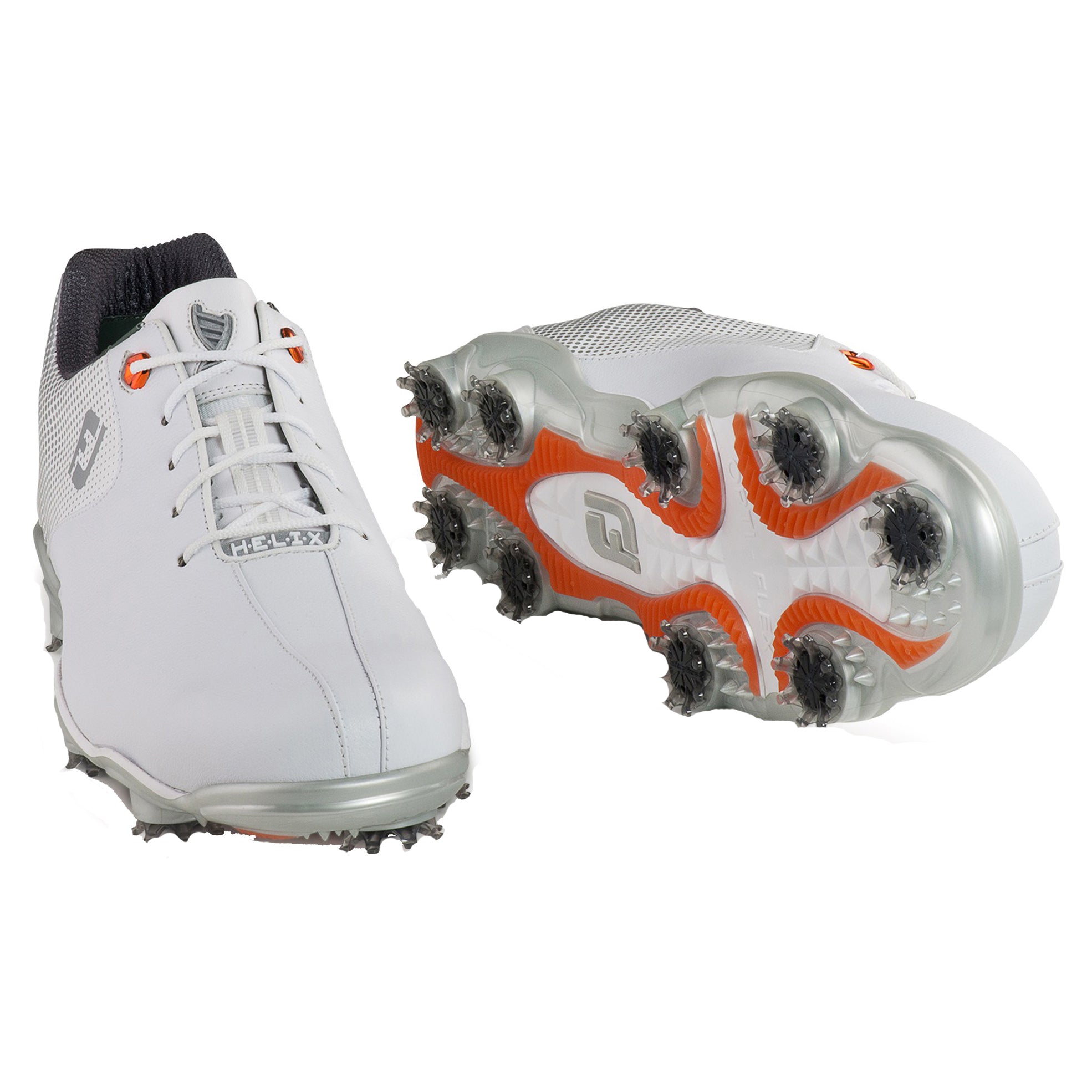 FootJoy D.N.A. Helix White Men's Golf Shoes - Lightweight & Waterproof Spiked Golf Footwear for Enhanced Traction & Comfort on the Course | Perfect for Professional & Casual Golfers