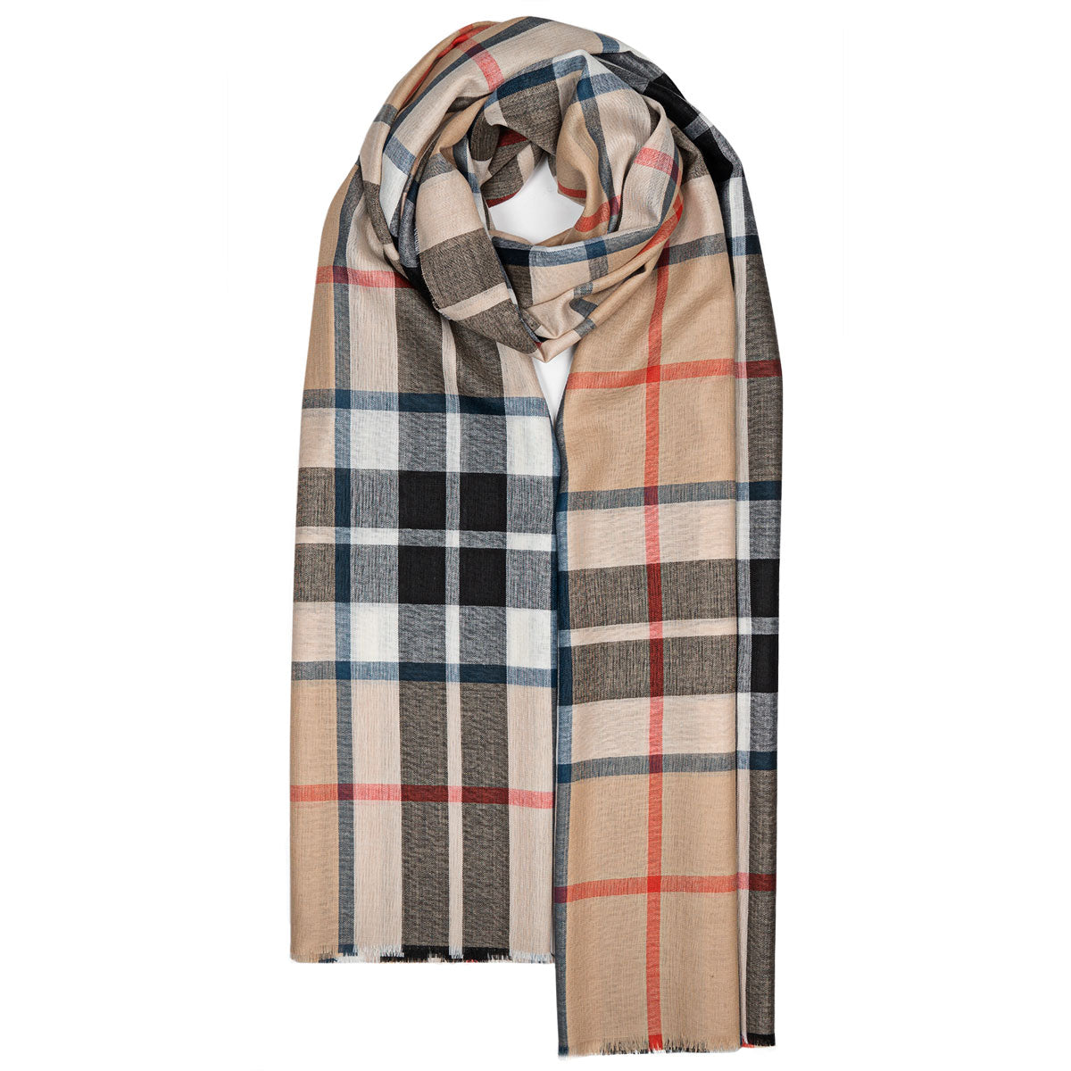 Thomson Camel Modern Extra Fine Merino Wool Stole - Soft & Luxurious Wrap for Women, Perfect for Winter, Office, and Evening Events